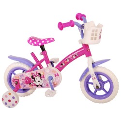 Disney Minnie Cutest Ever! Kinderfiets - Meisjes - 10 inch - Roze/Wit/Paars - Doortrapper - Met mandje