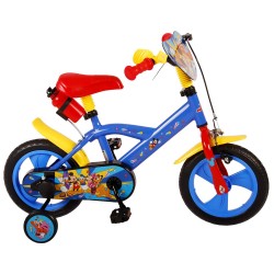 Disney Mickey Kinderfiets - 12 inch - Rood/Blauw - Doortrapper - Met bidonhouder