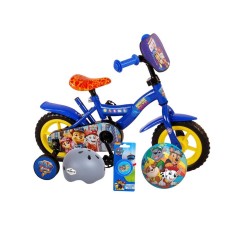 Volare Kinderfiets Paw Patrol - 10 inch - Blauw - Doortrapper - Inclusief fietshelm & accessoires