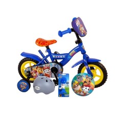 Volare Kinderfiets Paw Patrol - 10 inch - Blauw - Doortrapper - Met fietshelm & accessoires