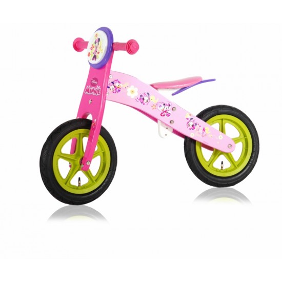 Cars Minnie 12 inch houten loopfiets met luchtbanden Roze/Rood
