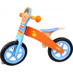Yipeeh Ernie 12 inch houten loopfiets met luchtbanden Blauw/Oranje